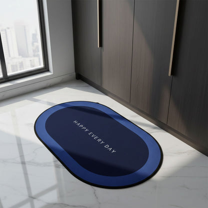 Non-Slip Oval Bath Mat – Super Absorbent Soft Velvet Surface