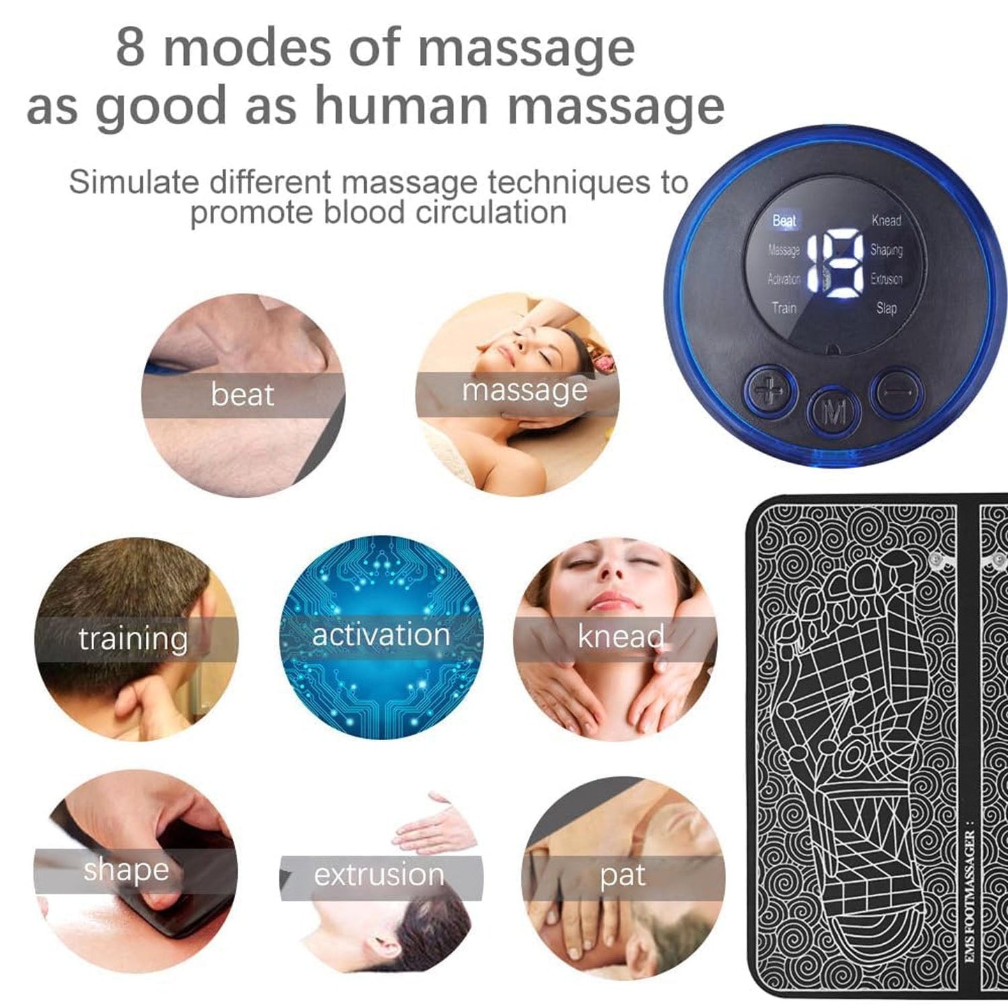 Ems Foot Massager Electric Feet Massager Deep Kneading Circulation Foot Booster For Feet And Legs Muscle Stimulator Folding Portable Electric Massage Machine