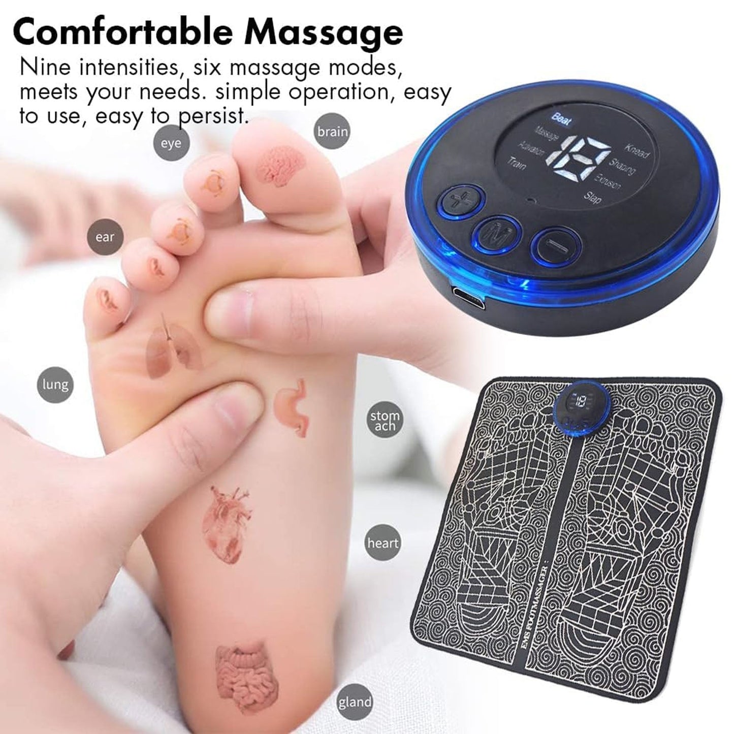 Ems Foot Massager Electric Feet Massager Deep Kneading Circulation Foot Booster For Feet And Legs Muscle Stimulator Folding Portable Electric Massage Machine