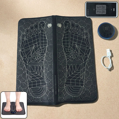 Ems Foot Massager Electric Feet Massager Deep Kneading Circulation Foot Booster For Feet And Legs Muscle Stimulator Folding Portable Electric Massage Machine