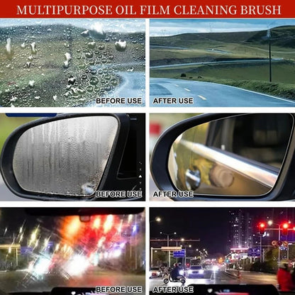 ⭐ 2-in-1 Car Oil Film Cleaning Brush with Foam Head &amp; Ergonomic Handle