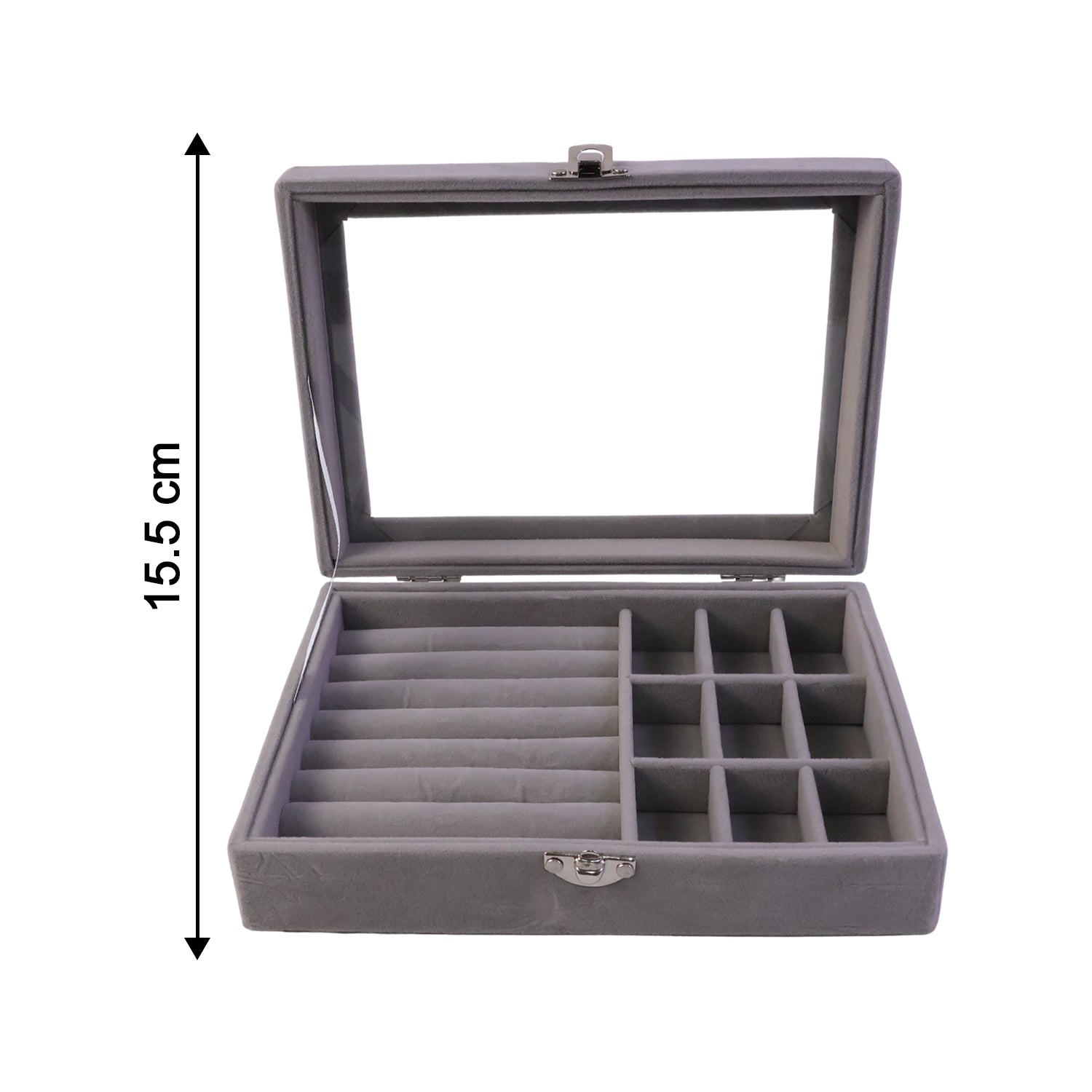 Premium Velvet Jewellery Organizer Box With Transparent Lid